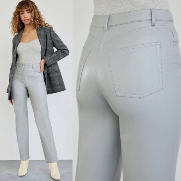 Wilfred The Melina Pant High-Waisted Cropped Vegan Leather Light Blue/Grey - 6 - Picture 2 of 12